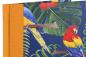 Preview: Notebook with colorful parrot motif, orange linen spine